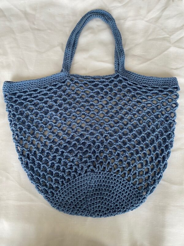 blue crotcheted bag